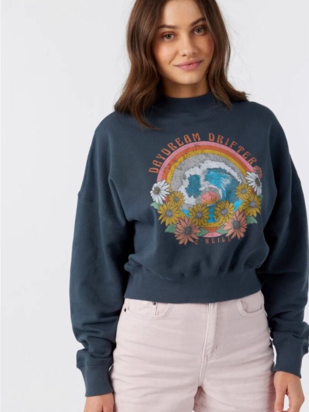 O'Neill Charcoal Gray Pullover Sweatshirt Crop Top